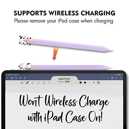 NIUTRENDZ Cute Cow Case for Apple Pencil 2nd Generation Case Silicone Protective Cover Sleeve Skin AccessoriesMagnetic Charging & Double Tap(Purple) - Image 4