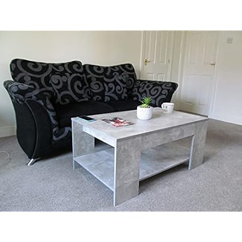 Kosy Koala Stone Grey 2 Tier Wood Coffee Table Side Table Bottom Storage Shelf Cover