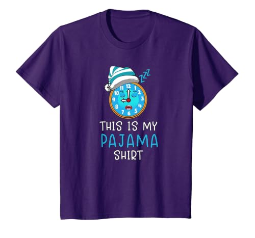 This is My Pajama Shirt Funny Bedtime Clock Slumber Party T-Shirt, Youth, Purple, 4T