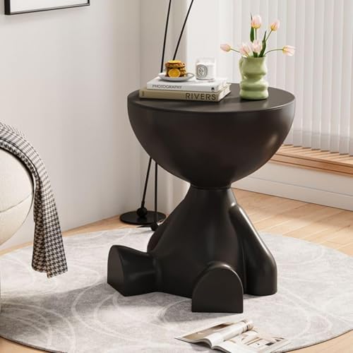 サイドテーブル ナイトテーブル テーブル 収納付き おしゃれ デザインセンス 一人暮らし ソファ横 ベッド横 高さ約41cm× 直径約37cm (ブラック)