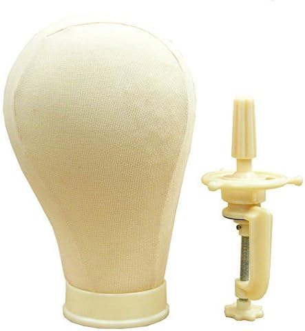 24" Canvas Wig Head Millinery & Lace Hats Mannequin Beige Cork Block with Clamp