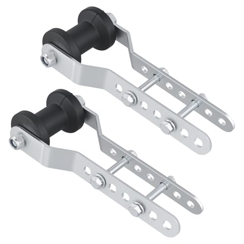 SINJEUN 2 PCS 4 Inch Boat Trailer Rollers with Brackets, Adjustable Roller Bracket Assembles, Black Rubber Boat Rollers for 2 Inch Wide Trailer Tongue Mount