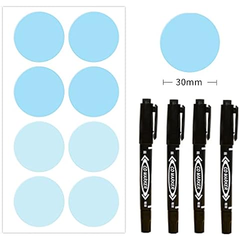 Liwute 80pcs Color Blank Waterproof Self-Adhesive Labels, Removable Labels Stickers for Daycare,Jars,Food Containers,Baby Water Bottles,Office and Kids School Supplies,with 4 Marker Pens Cover