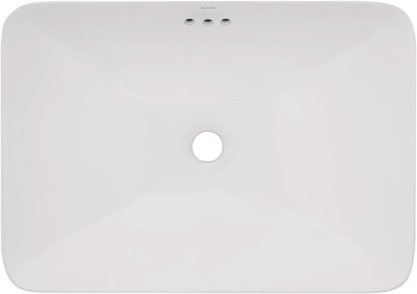 Ruvati 24 inch Bathroom Vessel Sink White Semi Recessed Rectangular Porcelain Ceramic - Utility Sink, Wall Mount Bathroom Sink for Modern Bathrooms - RVB0824WH