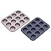 Produktbild mildily Muffinschale  12-Tassen-Pfanne Premium Antihaft-Küchen-Cupcake-Pfanne Backwerkzeug Pan Mini-Cupcakes Kleine Muffins Gold Schwarz
