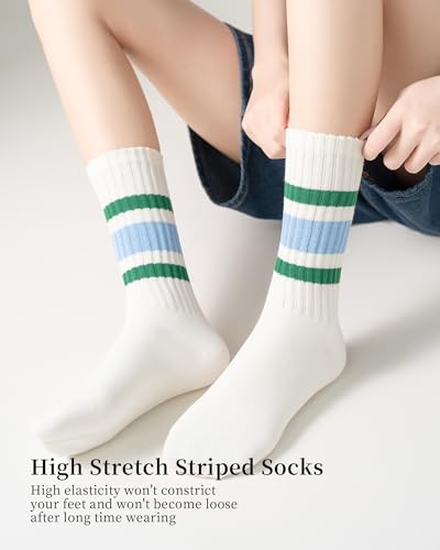 Crew Striped Socks for Women Retro Casual Tube Cotton Fun Novelty Calf Socks for Women & man2