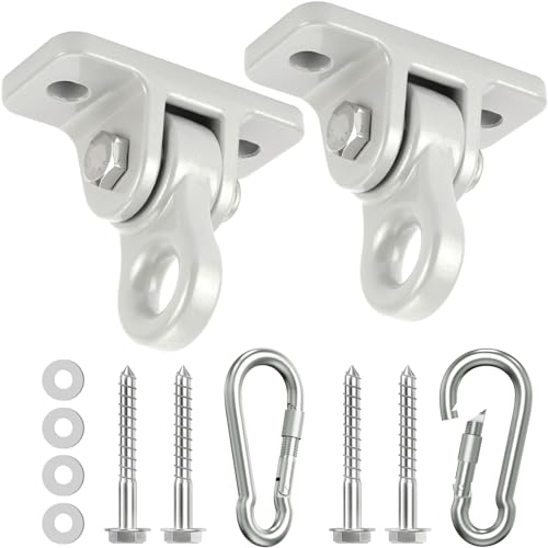 HUPBIPY 3500lb Heavy Duty Porch Swing Hangers Kit, with Screws Bolts for Wooden Sets Playground Porch Patio Yoga Seat Indoor Outdoor Hanging Snap Hooks (2 Pack Silver)