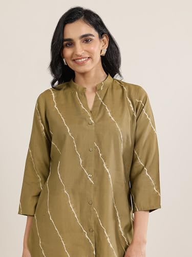 Image of Libas Womens Printed Silk Blend Straight Kurti for Women Suit