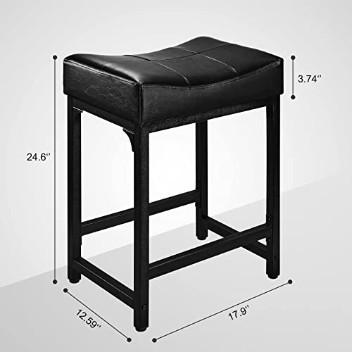 Flyzc Counter Height Bar Stools Set Of 2,24 Inch Stools For Kitchen Counter With Soft Cushion Bar Stools ​And Barstools Steel Frame, Saddle Stool For Room, Bar, Kitchen Support 300 Lbs(Black) #TOP2