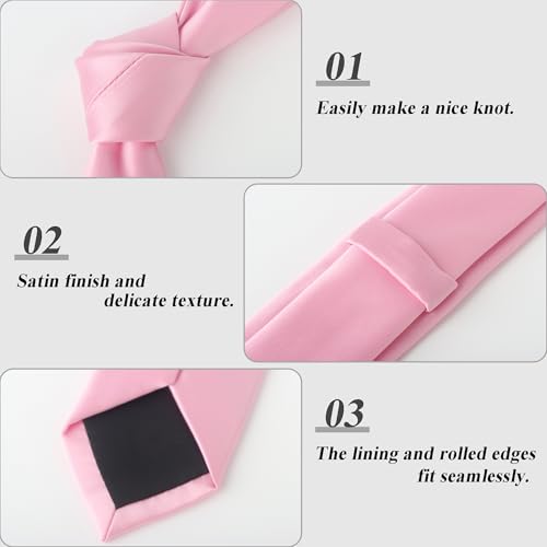 Image of Landisun Black Tie Men Women Solid Skinny Ties Slim Ties Satin Tie