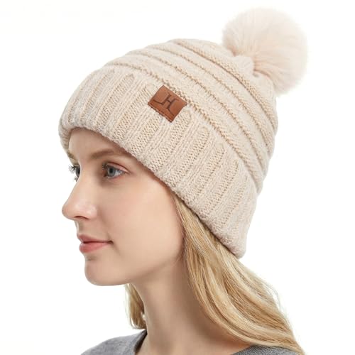ZASFOU Damen Winter Mütze Beanie mit Fleecefutter Warme Kunst Nerz Samt Wintermütze Thermo Strickmütze Mützen für Frauen Geschenk