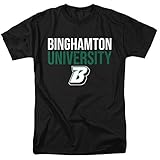 Binghamton University Official Stacked Unisex Adult T-Shirt, Black, Large