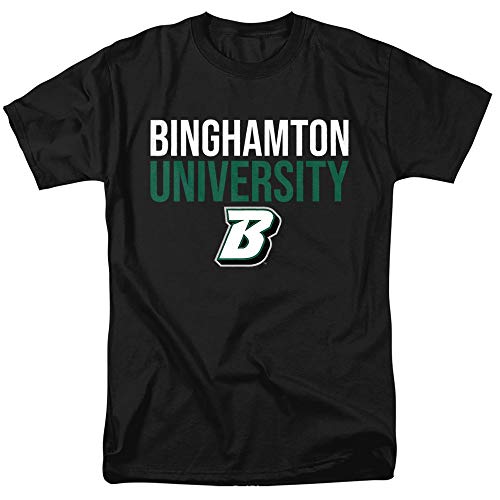 Binghamton University Official Stacked Unisex Adult T-Shirt Black Large