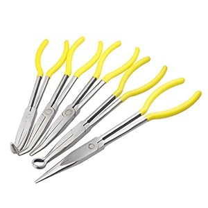 Long nose pliers set 11-inch pliers 5-piece set straight 25 degrees 45 degrees 90 degrees and round pliers