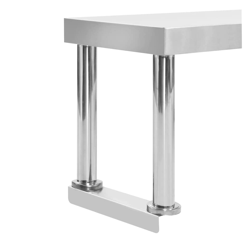Mesa de trabajo de acero inoxidable 120 x 30 x 35 cm para gastronomía, equipo de cocina, restaurante, catering, hotel, aperitivo, cantina, buffet, cocina grande
