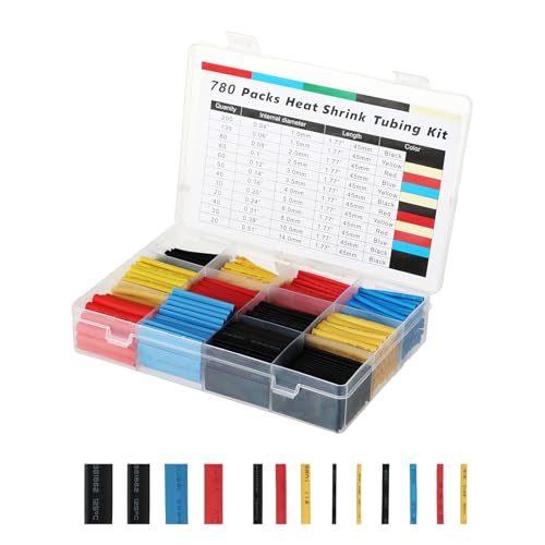 Termoretractil para Cables, Empalmes Cables Electricos, 780 PCS Tubo Termoretractil, 2:1, Para la Conexión, Impermeabilización e Aislamiento de Cables en Uso Doméstico o Industrial