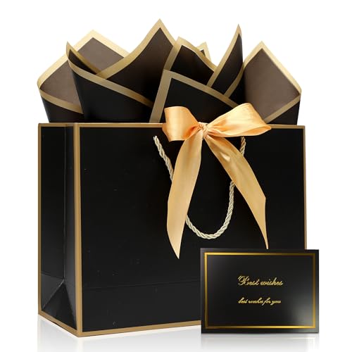 KeerxunBag�I�[���C�������M�t�g�Z�b�g:�G���K���g�ȃu���b�N�M�t�g�o�b�O�A�S�[���h�G�b�W�A���{���n���h���A�O���[�e�B���O�J�[�h&�e�B�b�V���y�[�p�[-�a�����A�������A��̓��ɍœK�A12.6x4.3x9.8�C���`