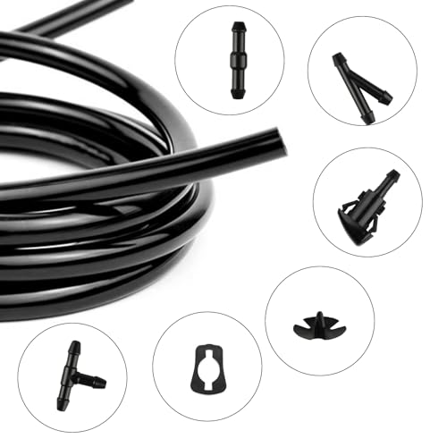 XhjzgcTech 4m Universal Scheibenwaschanlage Schlauch, Wischwasserschlauch Reparaturset, Automotive Schlauch für Scheibenwischer Reparatursatz, mit 15 Stück Schlauchverbinder & 1 Brecheisen