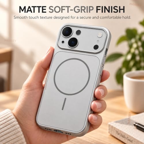 Image of Compatible for iPhone 13 Cover Case Scratch Resistant Premium Glass Finish Slim Fit Protective Back Cover Shockproof Camera Guard Magsafe iPhone 13 Cover (Silver)