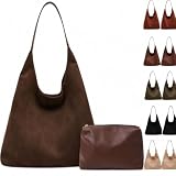 Lramkuy Brown Suede Bag for Women, Brown Suede Tote Bag Purse, Suedes bag for Women, Shoulder Bag...