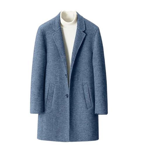 Image of SaoBiiu Men Double-Sided Felt Coat Mid-Length Suit Collar Winter Casual Youth Business Pea Coat