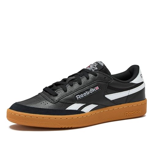 Reebok Club C Revenge Vintage Sneakers for Men - Casual Tennis Mens Shoes, Black/White/Gum, 4.5