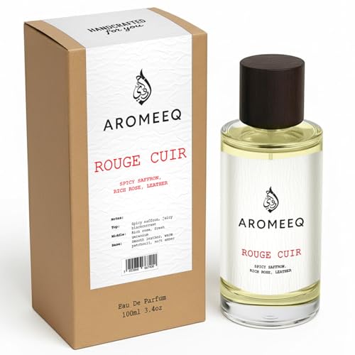 Aromeeq Rouge Cuir Eau de Parfum 100ML – Long Lasting Unisex Perfume | Leather, Rose, Amber, Patchouli, Saffron & Blackcurrant | Luxury Warm Floral Scent for Men & Women
