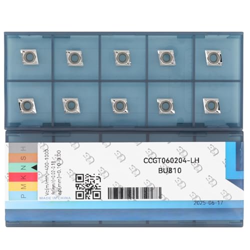 CDBP Carbide Inserts for Aluminum CCGT 21.51 Ccgt060204-LH for Turning Cutting Aluminum Inserts, 10PCS.