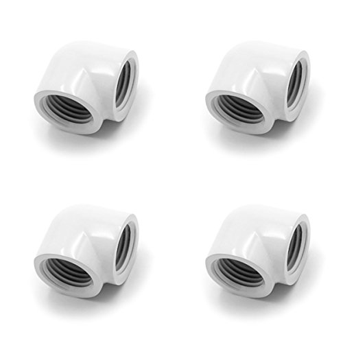 Raccord femelle femelle Barrow G1/4 90° blanc en lot de 4 pour watercooling rigide épuré
