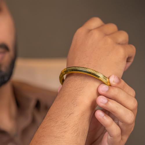 Image of Mesmerize Om MicroCarved Round Kada for Men & Boys | Premium Stainless Steel, Waterproof & Hypoallergenic | Anti-Tarnish | 6 Months Warranty