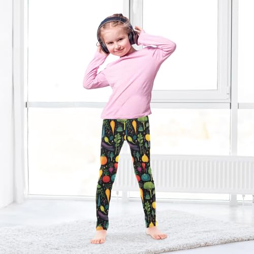 ALAZA Girls' Leggings Children's Yoga Pants Skinny Printed Dance Vegetables Comfortable 4T3
