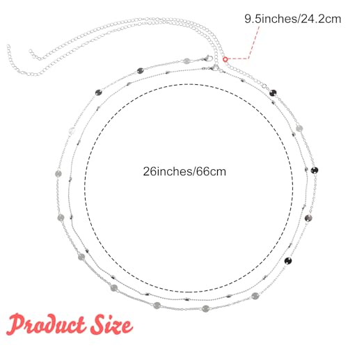Teaaha 2PCS 14k Silver Waist Chain Plated Layered Pearl Body Chains Beads Rope Pendant Belly Body Chain Belt, Dainty Boho Sexy Beach Bikini Waist Body Jewelry Accessories for Women - Image 2