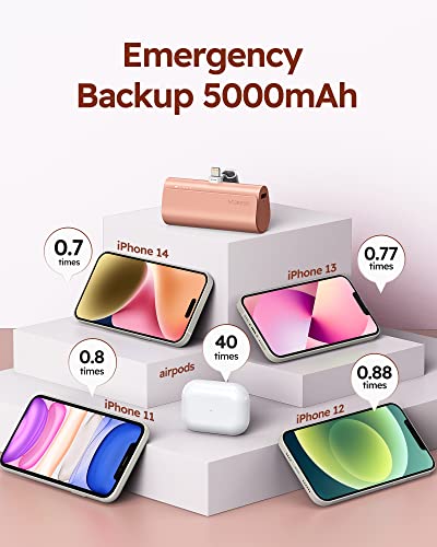 Veger Mini Portable Charger For Iphone, 5000Mah 20W Pd Fast Charging Battery Pack, Cordless Portable External Backup Charger For Iphone 13, 12, 11, 8, 7, Xr, Xs Max, Pro Max, Airpods #TOP5