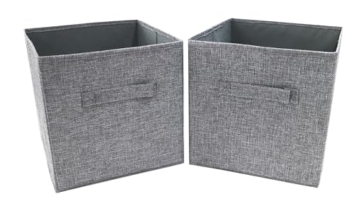 Clay Roberts Storage Cubes, 25cm x 25cm x 25cm, Foldable Storage Boxes, Pack of 2, Grey, Fabric Storage Basket Set for Storage Units, Homes and Offices