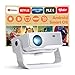 Wielio Neuer Smart Beamer, Full HD 1080P mit 4K Unterstützung, Android 11, 25000 Lumens Helligkeit, 120° Verstellbarer Ständer, elektrischer Fokus, Trapezkorrektur, WiFi 6 & BT 5.2 Heimkino Beamer