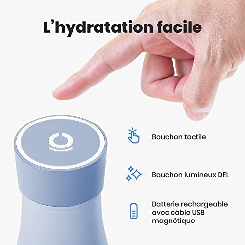 NOERDEN - Smart Water Bottle LIZ 350 - Stainless-Steel Self-Cleaning Water Bottle - BPA Free Lid, UV Sterilisation, Hydration Reminder and Temperature Rage LED Indicator - 0,35l - Blue