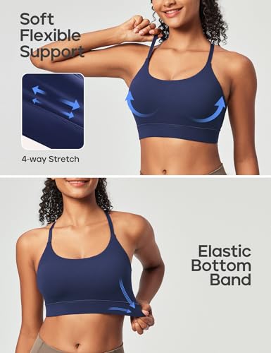 Image of Heathyoga Sports Bras for Women Adjustable Strappy Sports Bra Y-Back Low Impact Racerback Workout Bra with Removable Pads