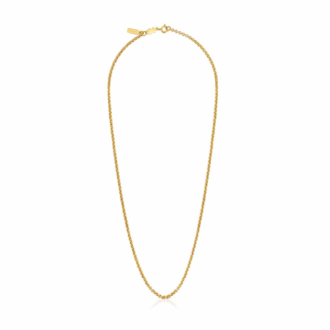 TOUS Cadena Mediana con Baño de Oro 18Kt sobre Plata para Mujer, Largo 50 cm, Versátil y Atemporal, Colección Chain