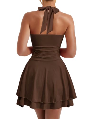 Image of Kaximil Women's Sexy Halter Ruffle Hem Mini Dress