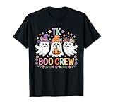halloween tk teacher groovy retro 70s rainbow vibes maglietta