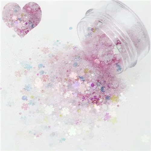 Copos de lentejuelas para uñas, forma de estrella, luna, copo de nieve, herramienta de pulido, decoración de manicura DIY, decoración de uñas, venta al por mayor, 10 ml/tarro, rosa, 10 ml