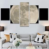 SIGNWIN 5 Panel Canvas Wall Art Aerial Astronomy & Space Expressive Global Moon Multicolor Photography Realism Warm for Home Decorations Ready to Hang - 60