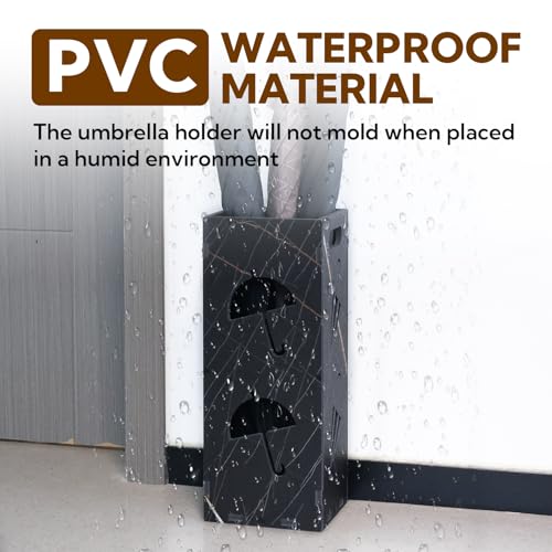 lokubond Square Freestanding Black Umbrella Stand, Umbrella Holder for Entryway, Rack Storage with Removable Drip Tray