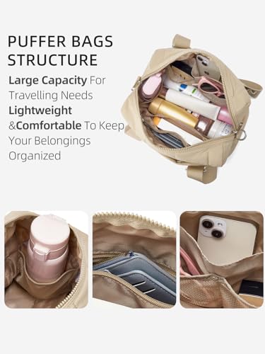 Image of WESTBRONCO Small Puffer Crossbody Bags for Women, Mini Puffy Quilted Gym Bag Lightweight Tote Bag with Zipper Compartments