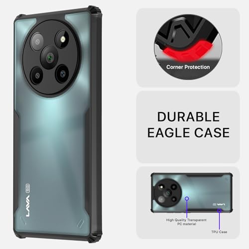 Image of Outlouders Back Cover for Lava Agni 2 5G | Ultra Hybrid Transparent | Full Camera Protection | Raised Edge | Crystal Clear Bumper Case (Black)