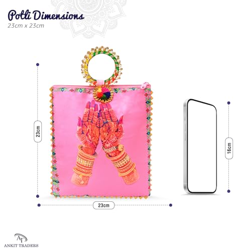 Image of Bridesmaid Return Gift Potli Bags for Women Pack of 12 | Wedding Shagun Potli with Zip & Bangle Handle | Traditional Gifting for Bridesmaids, Mehndi & Sangeet