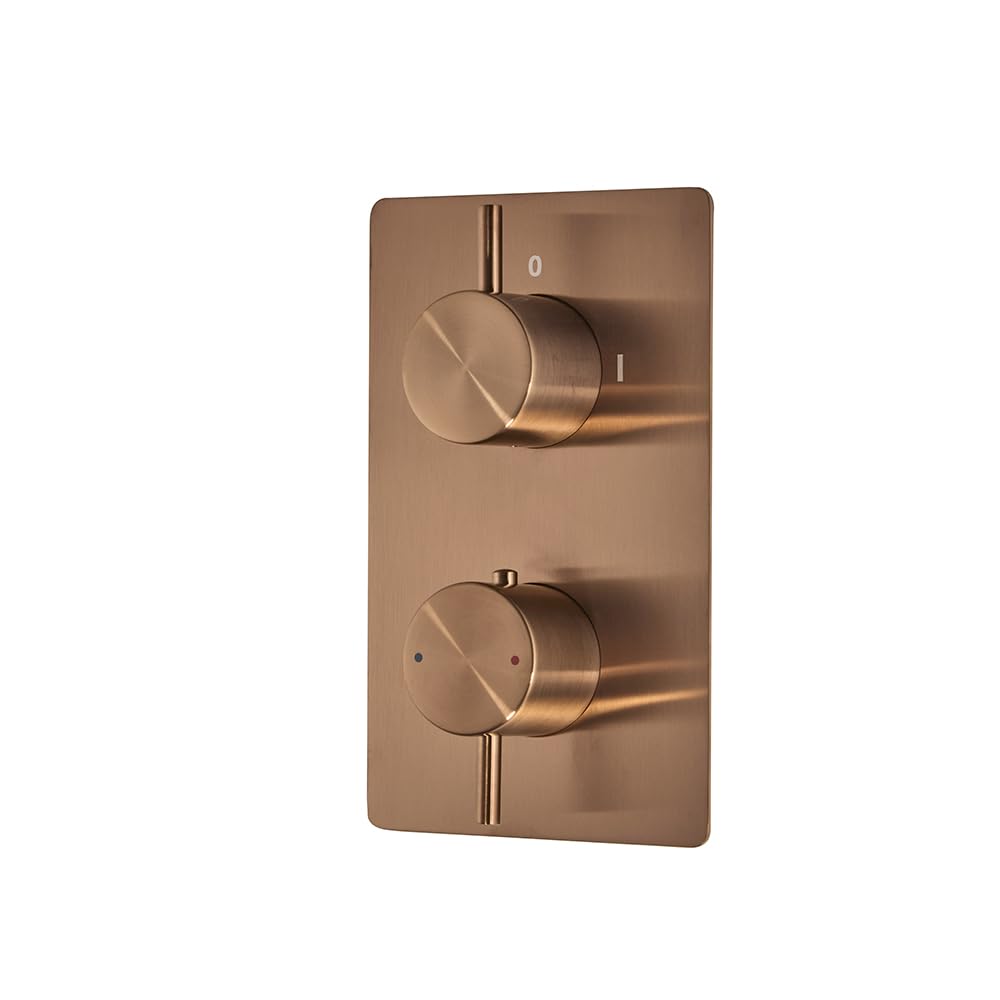 Milano Brushed Copper Otto 1 Outlet Twin Thermostatic Concealed Mixer Shower Valve