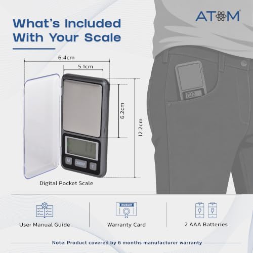 Image of Atom Digital Pocket Scale 300gm x 0.01gm for Diamond, Gold & Precious Gem Stone Scale | Notebook Digital Pocket Scale | Atom A 103 Pocket Scale