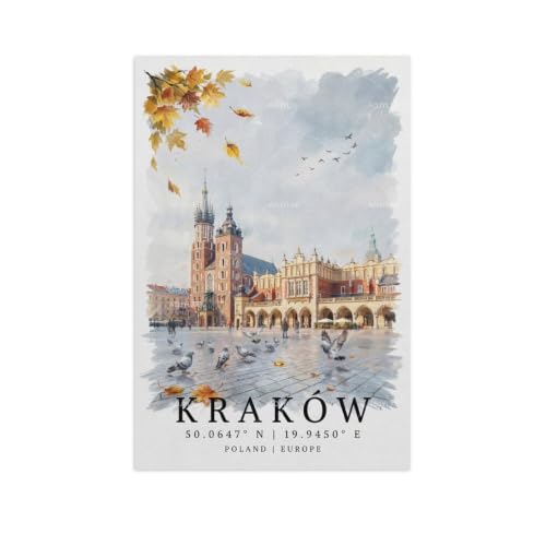 Poster paysage urbain Cracovie pour revivre vos plus beaux voyages