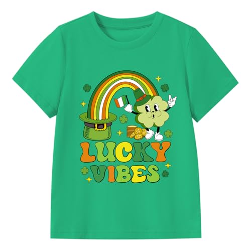 Image of Kids St Patricks Day Shirt Irish Shamrocks Graphic T-Shirt Shamrock Paddy's Day Tees Tops 2-7 Years